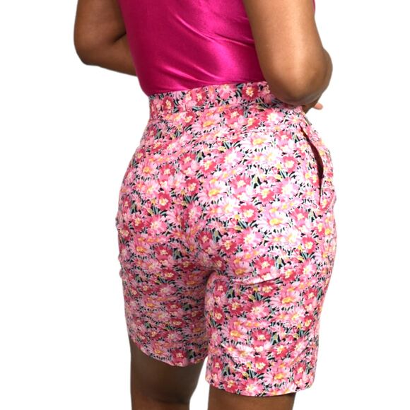 Vintage Liberty of London Bermuda Shorts Pink Floral High Waist Tropical 2 XS - Picture 11 of 14